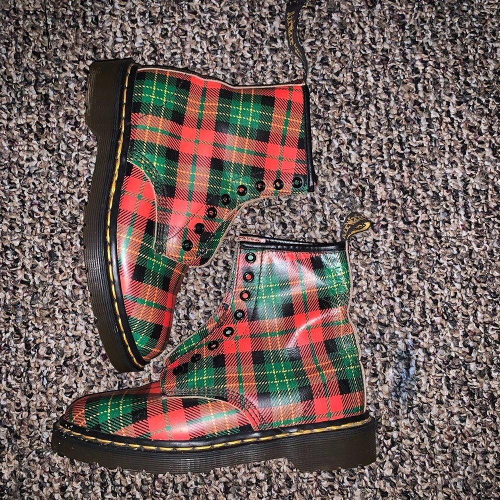 Made In England plaid Dr. Martens